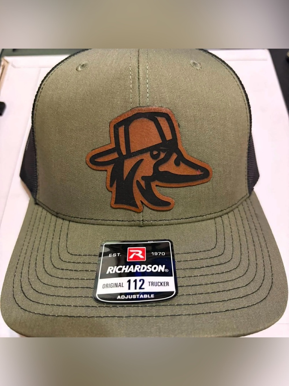 ✨NEW-Richardson 112 Trucker Hat with Duck Logo - Olive & Black